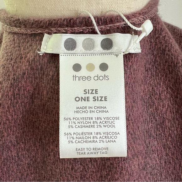 NWT Three Dots Cashmere/Wool Blend Celine Burgundy Plaid Blanket Scarf Poncho - Picture 12 of 12